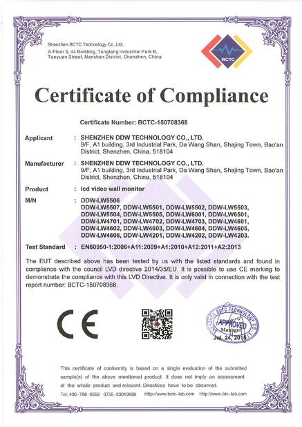 China Shenzhen DDW Technology Co., Ltd. Certificaciones